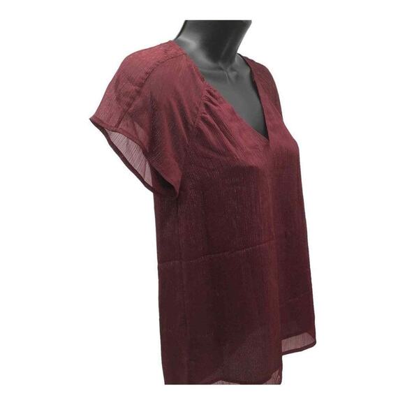 Michael Kors Women’s Ruby Red Sheer Flutter Sleeve Lined Blouse Top XXS NWT - Picture 9 of 16